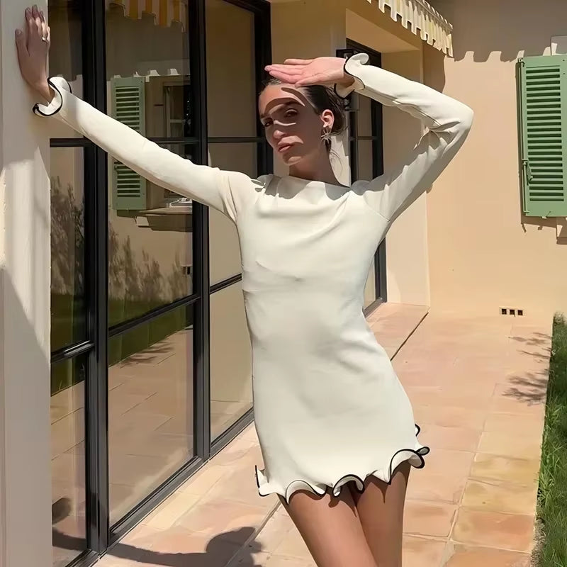 Knitted Ruffle Mini Dress