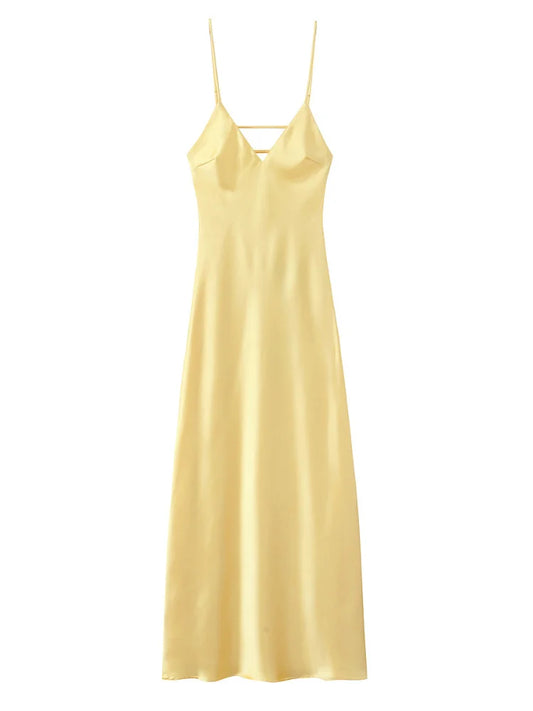 Yellow Backless Maxi Dress
